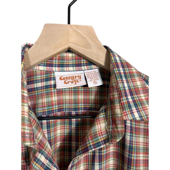 Country Craft Vintage Long Sleeve Purple Plaid Collared Button Down Shirt - Picture 2 of 7